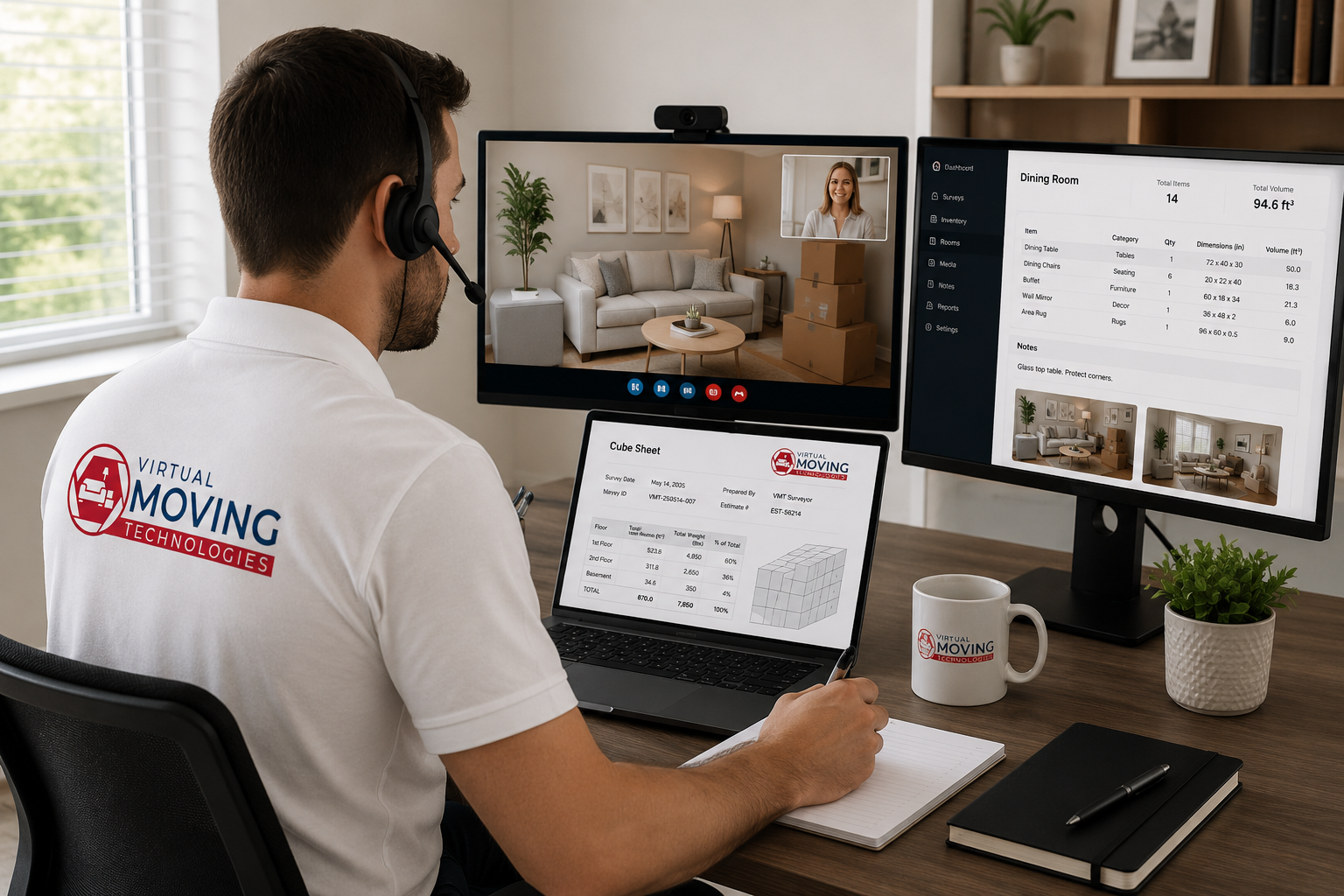 VMT managed survey specialist conducting a virtual pre-move survey
